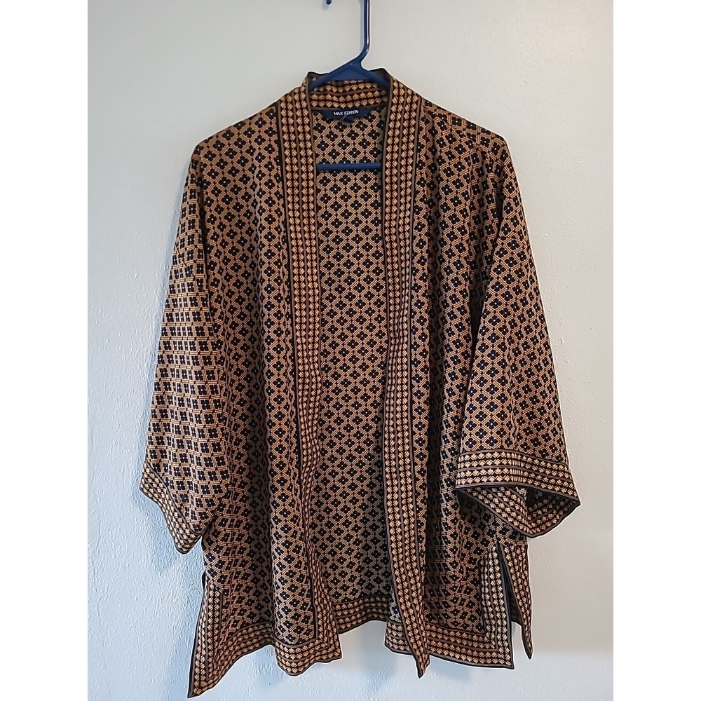 Max Edition Boho Kimono Top Brown And Black Size L Clover Detail